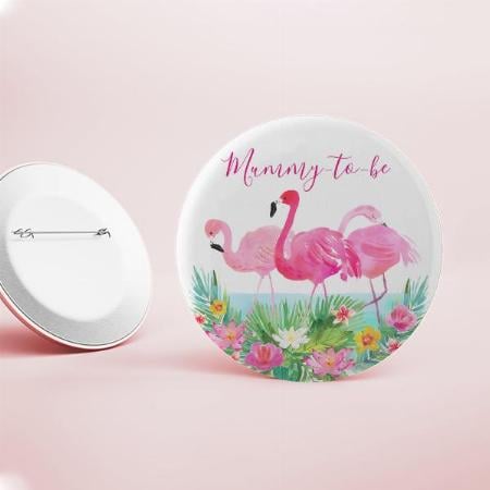 Floral Flamingo Design Customized Photo Printed Button Badge