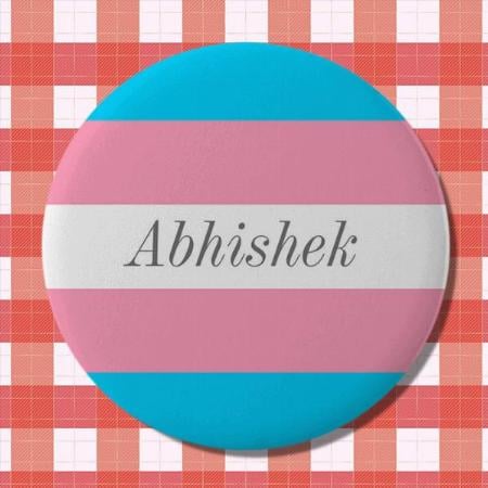 Blue Pink Striped Design Customized Photo Printed Button Badge