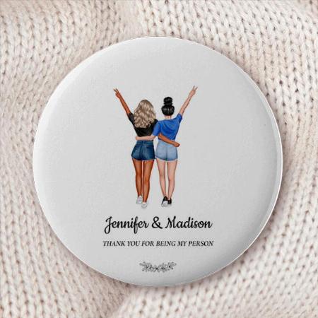 Best Friends BFF Besties Friendship Day Customized Photo Printed Button Badge