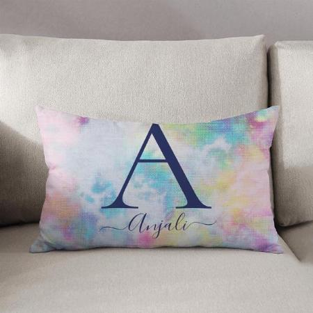 Colorful Tie-Dye Monogram Customized Photo Printed Pillow Cover