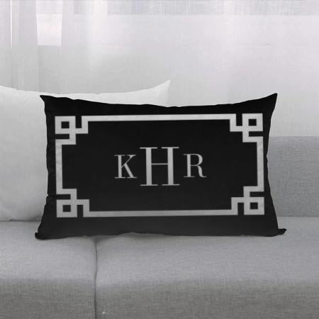 Black and White Greek Key Monogram Customized Photo Printed Pillow Cover