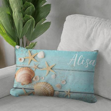 Coastal Seashell Turquoise Beach Customized Photo Printed Pillow Cover