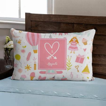 Pink Unicorn Party Pattern Monogram Customized Photo Printed Pillow Cover