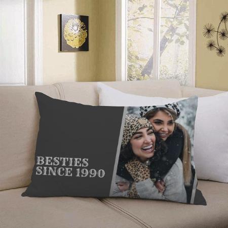 Besties Grunge Typography Photo Customized Photo Printed Pillow Cover