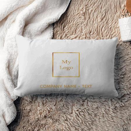 Elegant White Gold Business Company Logo Customized Photo Printed Pillow Cover