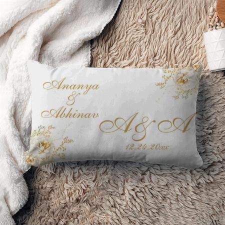 Gold Floral Monogram Customized Photo Printed Pillow Cover