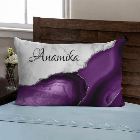 Purple Agate Silver Glitter Marble Customized Photo Printed Pillow Cover