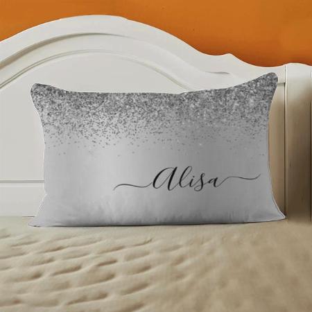 Silver Brushed Metal Monogram Customized Photo Printed Pillow Cover