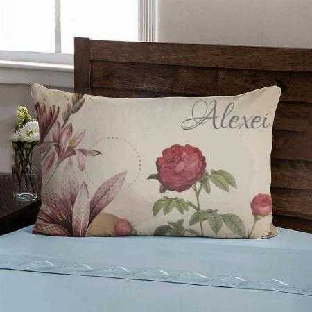 Cream & Burgundy Minimalist Floral Design Customized Photo Printed Pillow Cover