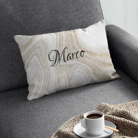 Modern Chic White Marble Gold Glitter Customized Photo Printed Pillow Cover