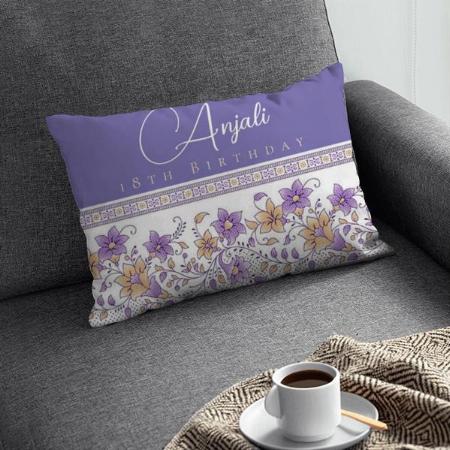40th Birthday Floral Border Wildflowers Design Customized Photo Printed Pillow Cover