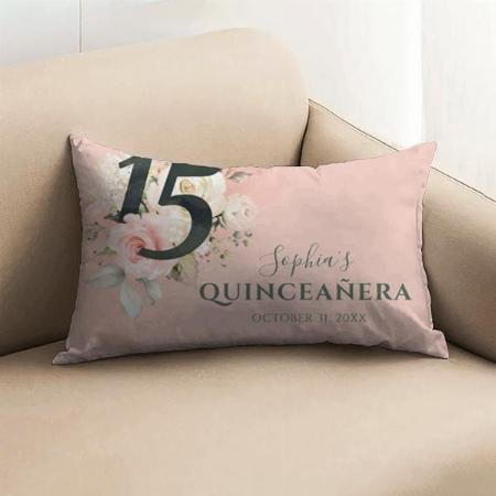 Pink Floral Rustic Birthday Design Customized Photo Printed Pillow Cover