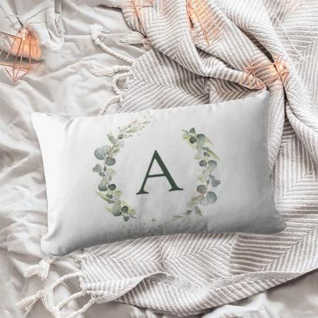Green White Eucalyptus Monogram Customized Photo Printed Pillow Cover