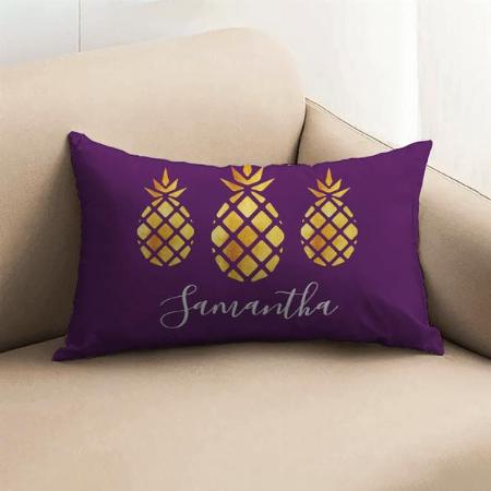 Purple Gold Pineapples Monogram Customized Photo Printed Pillow Cover