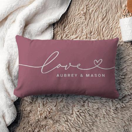 Love in Heart Script Rose Wine Monogram Customized Photo Printed Pillow Cover