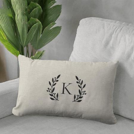 Rustic Ivory Branch Monogram Customized Photo Printed Pillow Cover