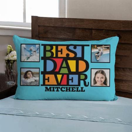 4 Photos Best Dady Ever Collage Customized Photo Printed Pillow Cover