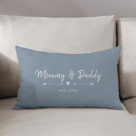 Modern Blue Monogram Mommy & Daddy Customized Photo Printed Pillow Cover