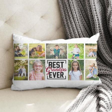 Best Grandpa Ever 9 Family Photo Collage Customized Photo Printed Pillow Cover
