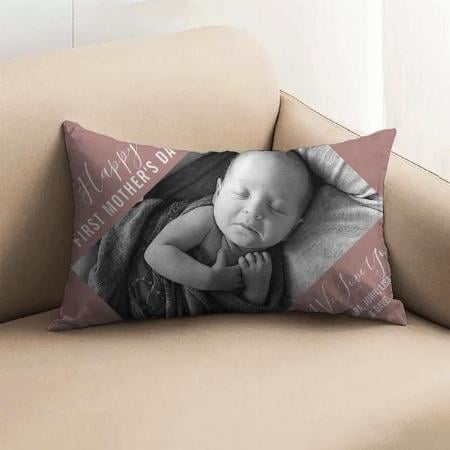Elegant First Mother’s Day Rose Gold Photo Customized Photo Printed Pillow Cover