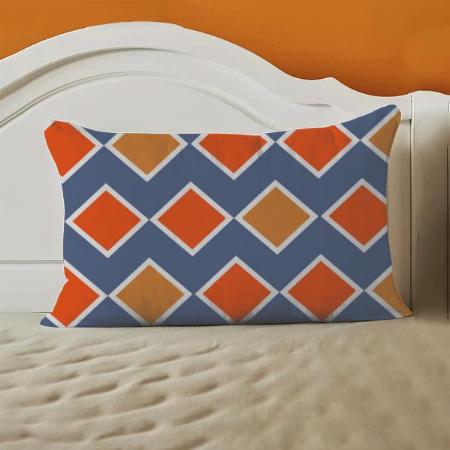Modern Elegant Blue Orange Brown Pattern Customized Photo Printed Pillow Cover