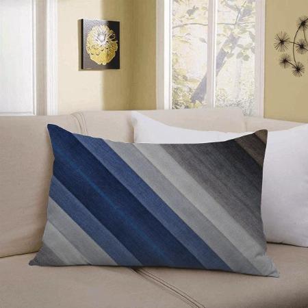 Modern Blue Gray Diagonal Stripe Customized Photo Printed Pillow Cover