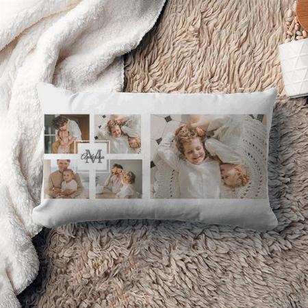 Black & White Trendy Collage Family Photo Customized Photo Printed Pillow Cover