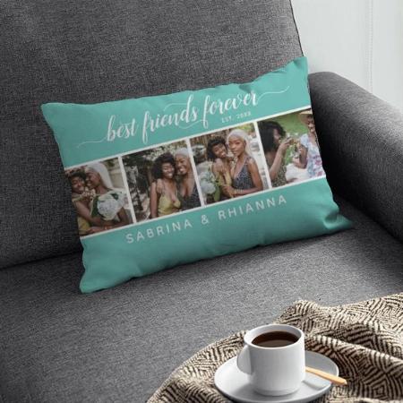 Calligraphy Best Friends Forever Photo Collage Customized Photo Printed Pillow Cover