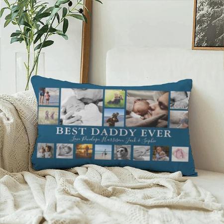 Modern Photo Collage 'Best Daddy Ever Customized Photo Printed Pillow Cover