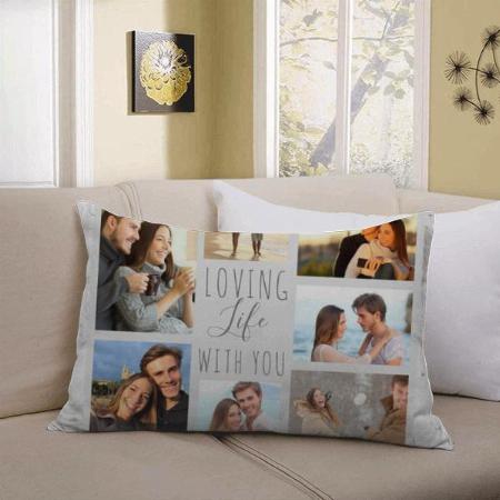 Loving Life 7 Photo Collage Customized Photo Printed Pillow Cover