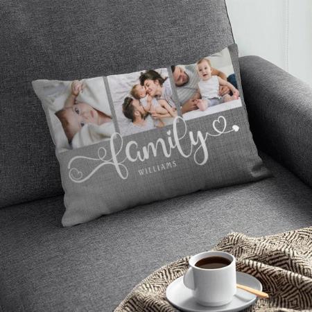 Modern Family 3 Photo Collage Customized Photo Printed Pillow Cover