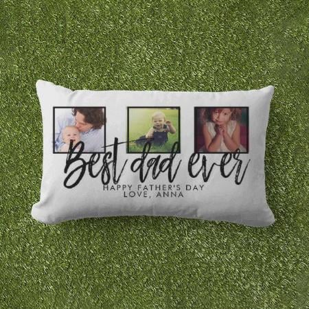 Fathers Day Best Dad Ever Photo Collage Customized Photo Printed Pillow Cover