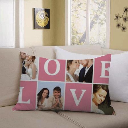 Love Photo Collage Valentine's Day Design Customized Photo Printed Pillow Cover