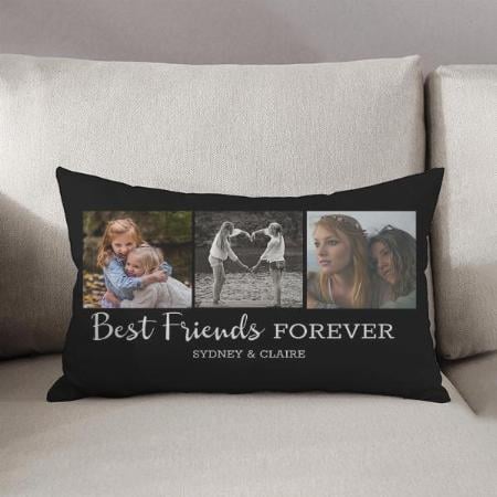 Modern Black Best Friends Forever Photo Collage Customized Photo Printed Pillow Cover