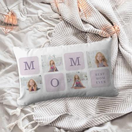 Modern Best Mom Ever Purple Photo Collage Customized Photo Printed Pillow Cover