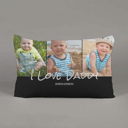 Daddy 3 Photo Collage Design Customized Photo Printed Pillow Cover