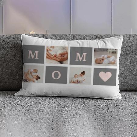 Modern Pink & Grey Collage Photo Best Mom Design Customized Photo Printed Pillow Cover