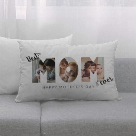 Cute Heart Best Mom Ever 3 Photo Collage Customized Photo Printed Pillow Cover