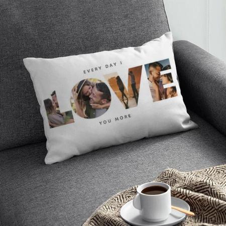 Modern LOVE Collage Valentine's Day Customized Photo Printed Pillow Cover