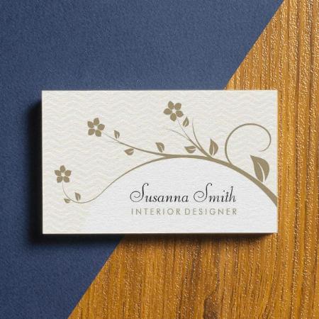 Flowers with Leaf Design Customized Rectangle Visiting Card