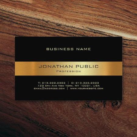 Black Gold Professional Elegant Customized Rectangle Visiting Card