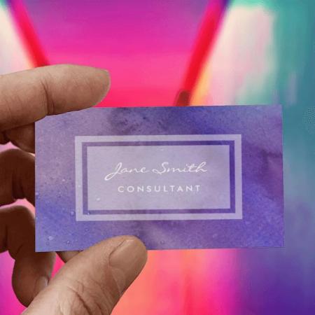 Purple Watercolor Pretty Customized Rectangle Visiting Card