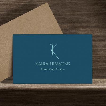 Plain Ocean Blue with Monogram Customized Rectangle Visiting Card
