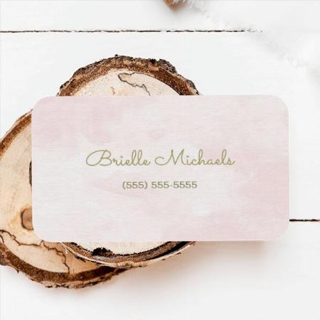 Simple Soft Pink Watercolor Gold Script Customized Rectangle Visiting Card