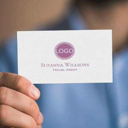 Modern Plain White  Stylish Company Logo Customized Rectangle Visiting Card