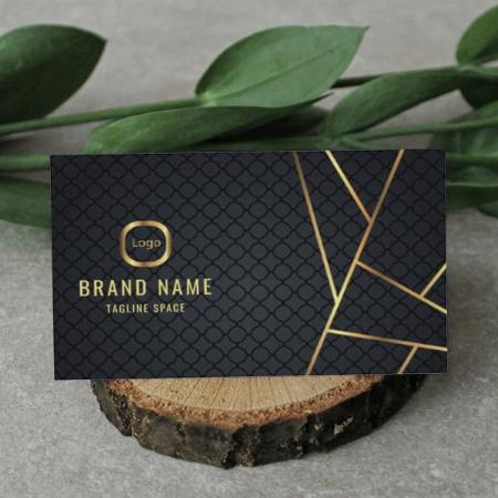 Professional Minimalist Black And Gold Line Pattern Design Customized Rectangle Visiting Card