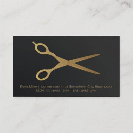 Elegant Black Gold Barber Scissor Customized Rectangle Visiting Card
