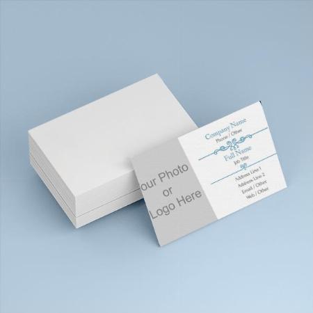 White Blue Decorative Floral Design Customized Rectangle Visiting Card