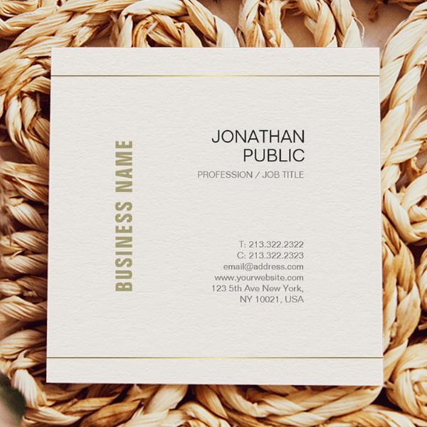 Professional Elegant White And Gold Customized Square Visiting Card
