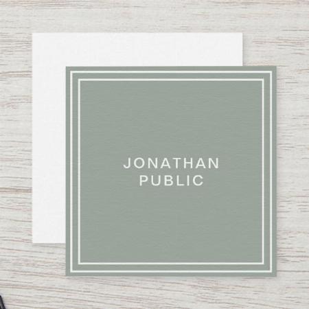 Modern Elegant Green Customized Square Visiting Card